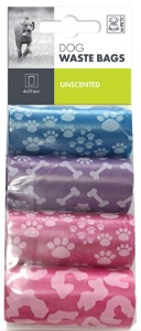 M-PETS UNSCENTED COLOURFUL WASTE BAGS 4X20PK