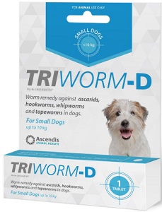 TRIWORM-D DEWORMER SMALL ADULT & PUPPY 1 TABLET