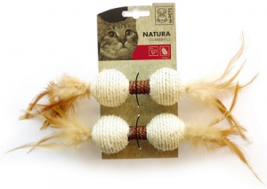 M-PETS NATURA DUMBBELLS WITH CATNIP & FEATHERS 2PK