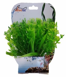 AKWA GREEN FLAT-LEAF SHRUB PLASTIC PLANT 13CM